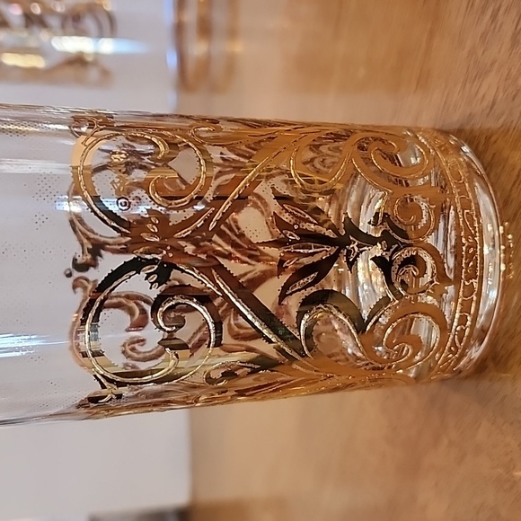 VINTAGE Culver Barware 22k Gold Glasses Pattern CUV61 MCM 6 items - Picture 5 of 9
